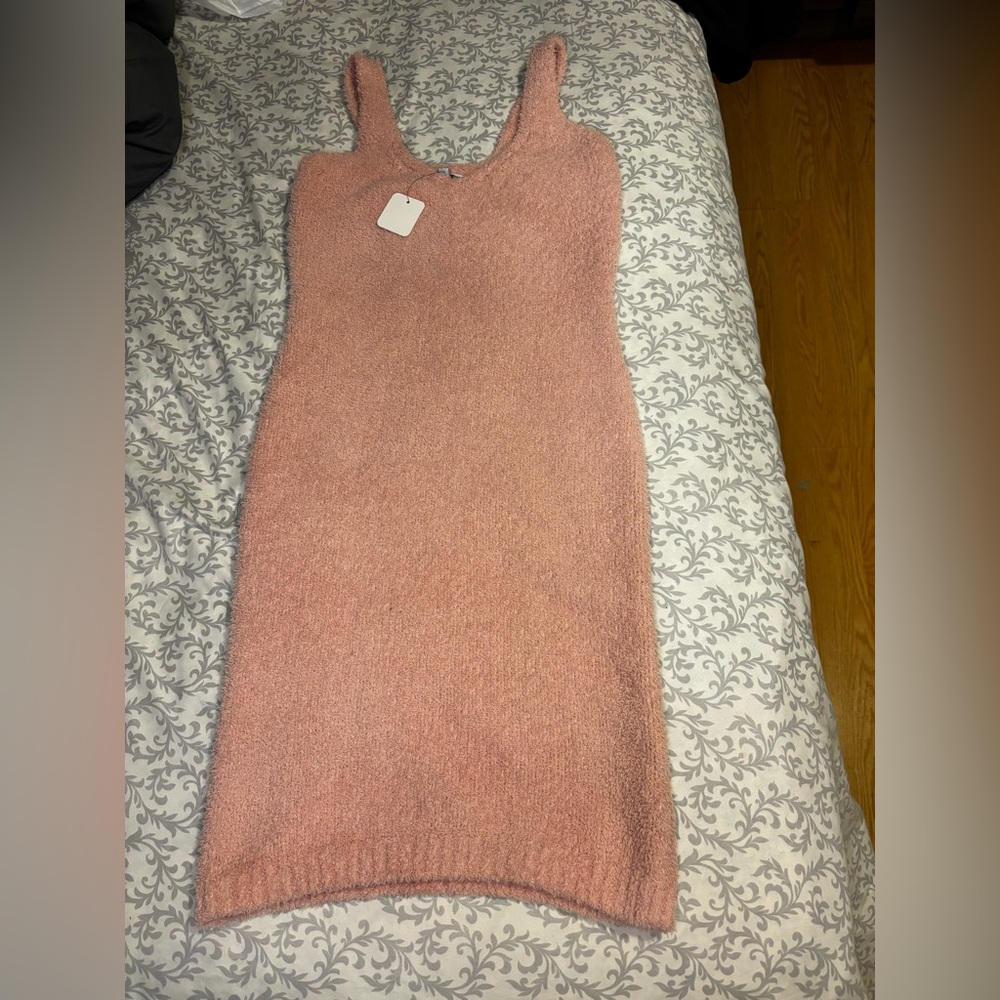 Pink Sleeveless Knit Mini Dress